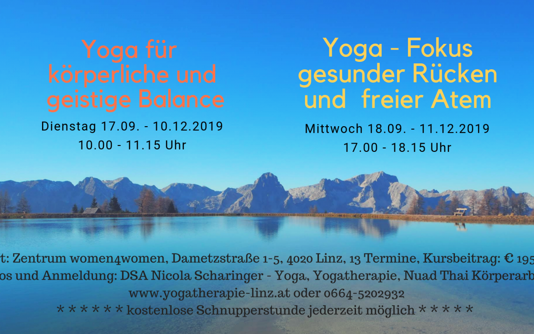Aktuelle Yogakurse in Linz – Herbst 2019